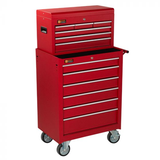 George Tools roller cabinet with tool chest 12 drawers red