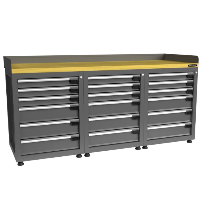 Kraftmeister Pro workbench 18 drawers MDF 200 cm grey