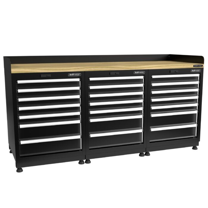 Kraftmeister Expert workbench 21 drawers oak 200 cm black