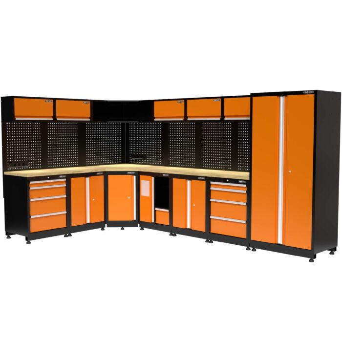 Kraftmeister Premium garage storage system Edmonton oak orange