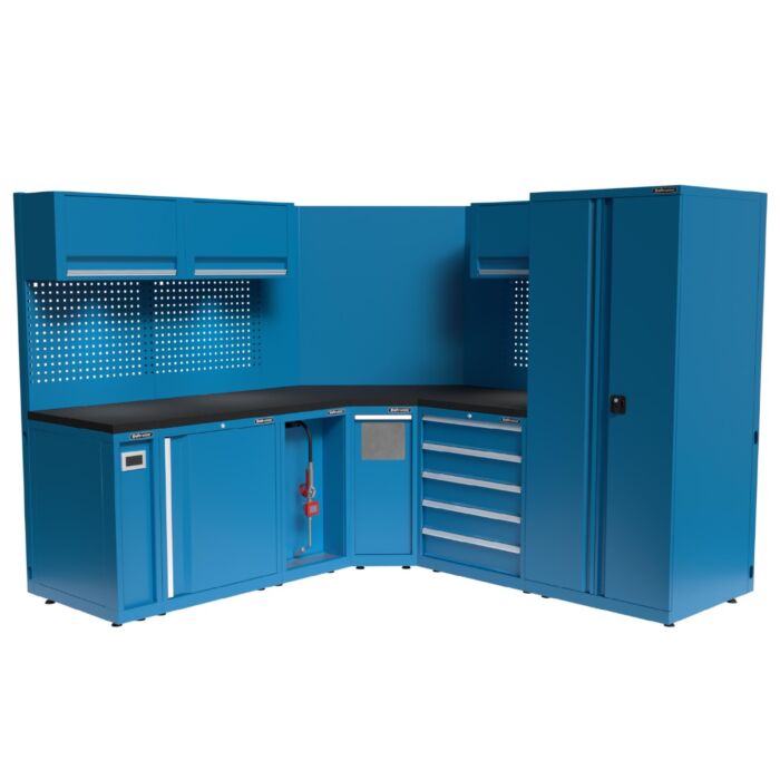 Kraftmeister Expert corner garage storage system M hybrid blue