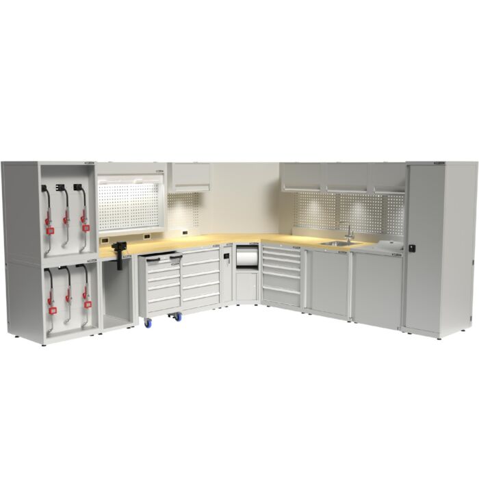 Kraftmeister Expert corner garage storage system XL beech grey