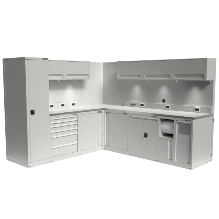 Kraftmeister Expert corner garage storage system L stainless steel grey