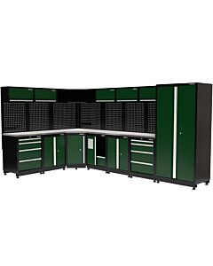 Kraftmeister Premium garage storage system Edmonton stainless steel green