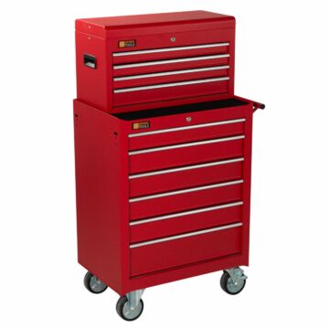 George Tools roller cabinet with tool chest 10 drawers red