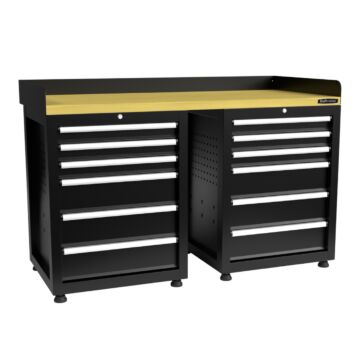 Kraftmeister Pro workbench 12 drawers MDF 150 cm black