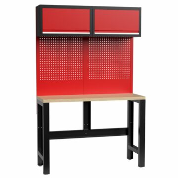 Kraftmeister Standard workbench with 2 wall cabinets plywood 136 cm red