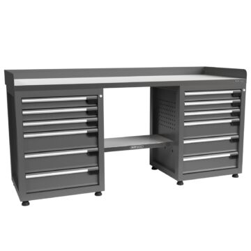 Kraftmeister Pro workbench 12 drawers stainless steel 200 cm grey