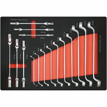 Tool drawer insert 16. Double-sided knee joint and ring wrench set - 16 pieces