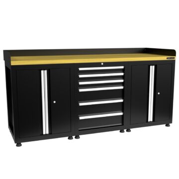 Kraftmeister Pro workbench 6 drawers 4 doors MDF 200 cm black