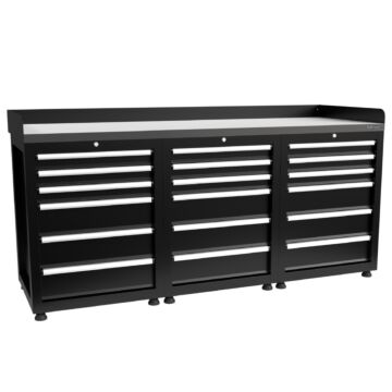 Kraftmeister Pro workbench 18 drawers stainless steel 200 cm black