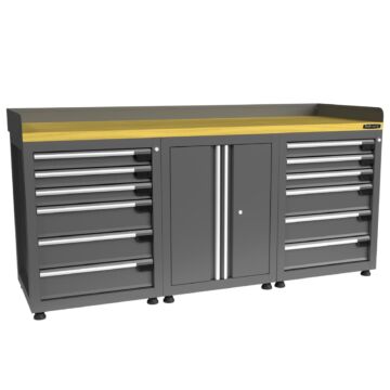 Kraftmeister Pro workbench 12 drawers 2 doors MDF 200 cm grey